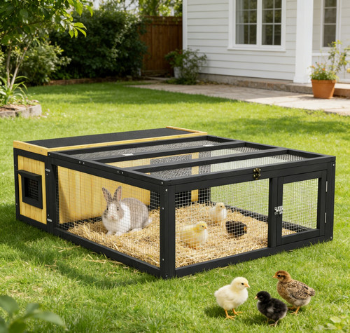 Wooden rabbit hutch - wooden, cage