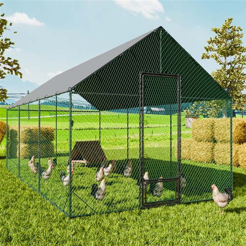 Xxl metal chicken run coop - metal,